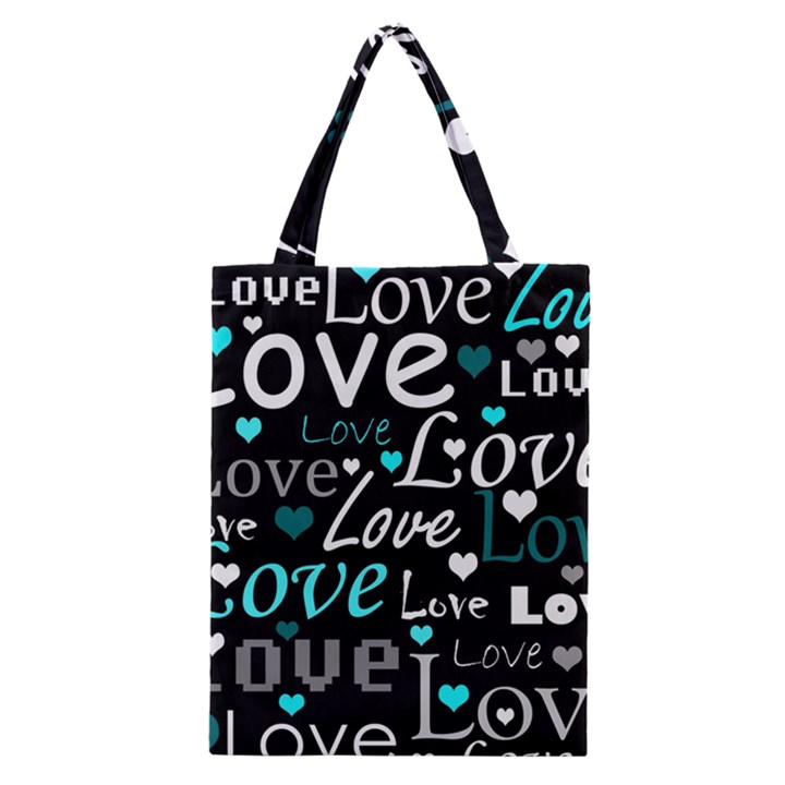 Valentine s day pattern - cyan Classic Tote Bag