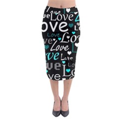 Valentine s Day Pattern - Cyan Midi Pencil Skirt by Valentinaart