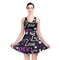 Valentine s Day Pattern - Purple Reversible Skater Dress by Valentinaart