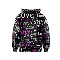 Valentine s Day Pattern - Purple Kids  Zipper Hoodie by Valentinaart