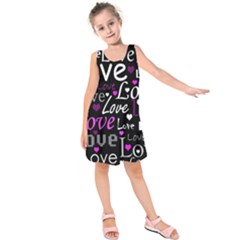 Valentine s Day Pattern - Purple Kids  Sleeveless Dress by Valentinaart