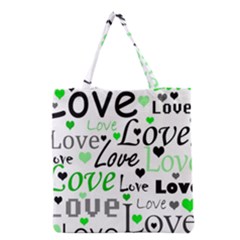 Green  Valentine s Day Pattern Grocery Tote Bag by Valentinaart