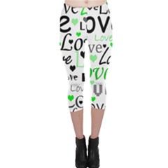 Green  Valentine s Day Pattern Capri Leggings  by Valentinaart