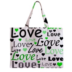 Green  Valentine s Day Pattern Zipper Mini Tote Bag by Valentinaart