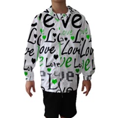 Green  Valentine s Day Pattern Hooded Wind Breaker (kids) by Valentinaart