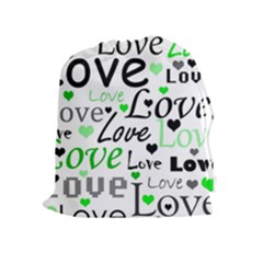 Green  Valentine s Day Pattern Drawstring Pouches (extra Large) by Valentinaart