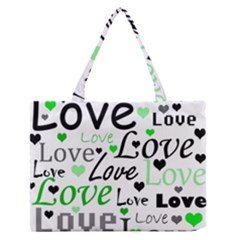 Green  Valentine s Day Pattern Medium Zipper Tote Bag by Valentinaart