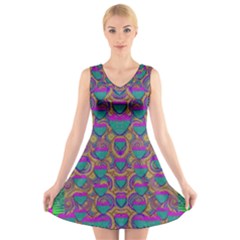 Merry Love In Heart  Time V-neck Sleeveless Skater Dress by pepitasart