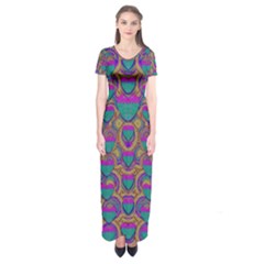 Merry Love In Heart  Time Short Sleeve Maxi Dress by pepitasart