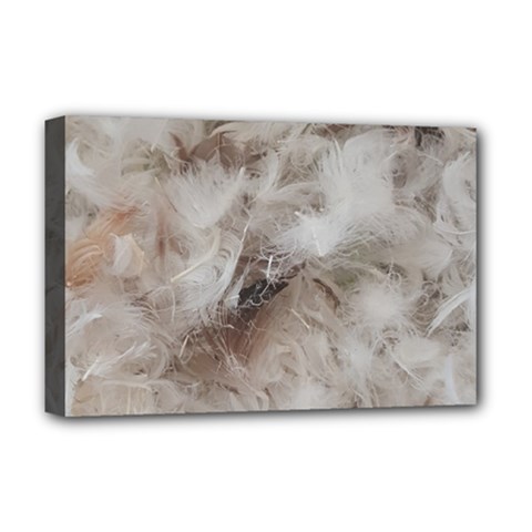 Down Comforter Feathers Goose Duck Feather Photography Deluxe Canvas 18  X 12   by yoursparklingshop