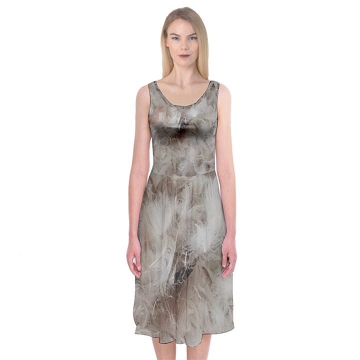 Down Comforter Feathers Goose Duck Feather Photography Midi Sleeveless Dress