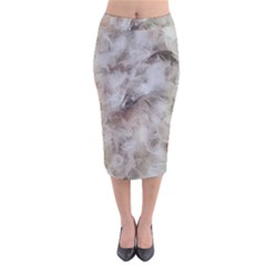 Down Comforter Feathers Goose Duck Feather Photography Velvet Midi Pencil Skirt by yoursparklingshop