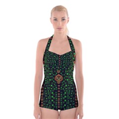 Tulips In The Night Of Stars Boyleg Halter Swimsuit 