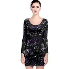 Abstract Mind - Purple Long Sleeve Bodycon Dress by Valentinaart