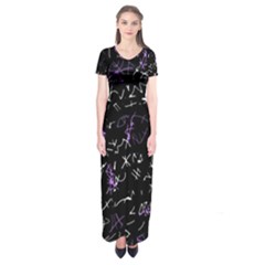 Abstract Mind - Purple Short Sleeve Maxi Dress by Valentinaart