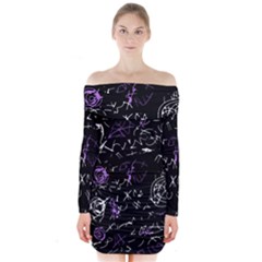 Abstract Mind - Purple Long Sleeve Off Shoulder Dress by Valentinaart