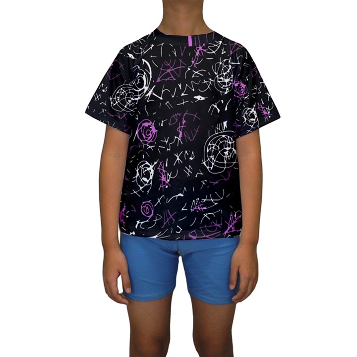 Abstract mind - magenta Kids  Short Sleeve Swimwear