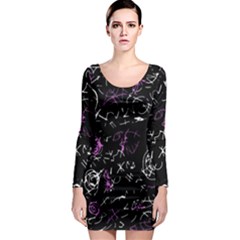 Abstract Mind - Magenta Long Sleeve Bodycon Dress by Valentinaart