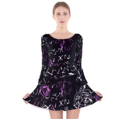 Abstract Mind - Magenta Long Sleeve Velvet Skater Dress by Valentinaart