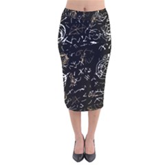 Abstract Mind - Brown Velvet Midi Pencil Skirt