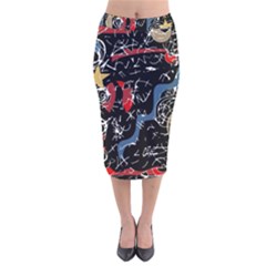 Confusion Velvet Midi Pencil Skirt by Valentinaart