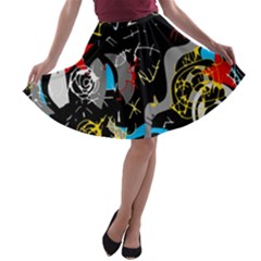 Confusion 2 A-line Skater Skirt by Valentinaart