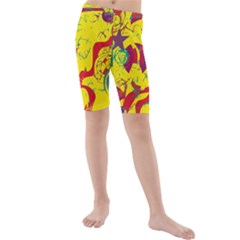 Yellow Confusion Kids  Mid Length Swim Shorts by Valentinaart