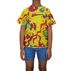 Yellow confusion Kids  Short Sleeve Swimwear