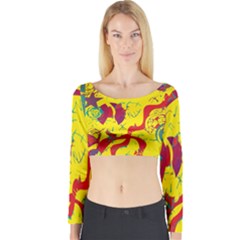 Yellow confusion Long Sleeve Crop Top