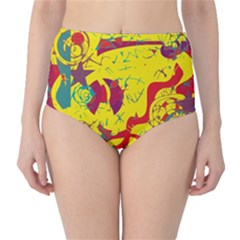 Yellow confusion High-Waist Bikini Bottoms