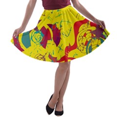 Yellow confusion A-line Skater Skirt