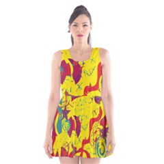 Yellow confusion Scoop Neck Skater Dress