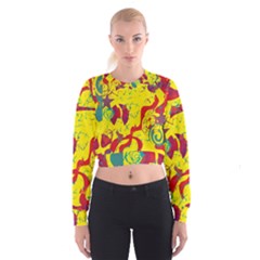 Yellow confusion Women s Cropped Sweatshirt