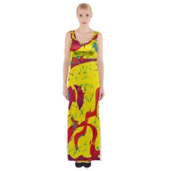 Yellow confusion Maxi Thigh Split Dress