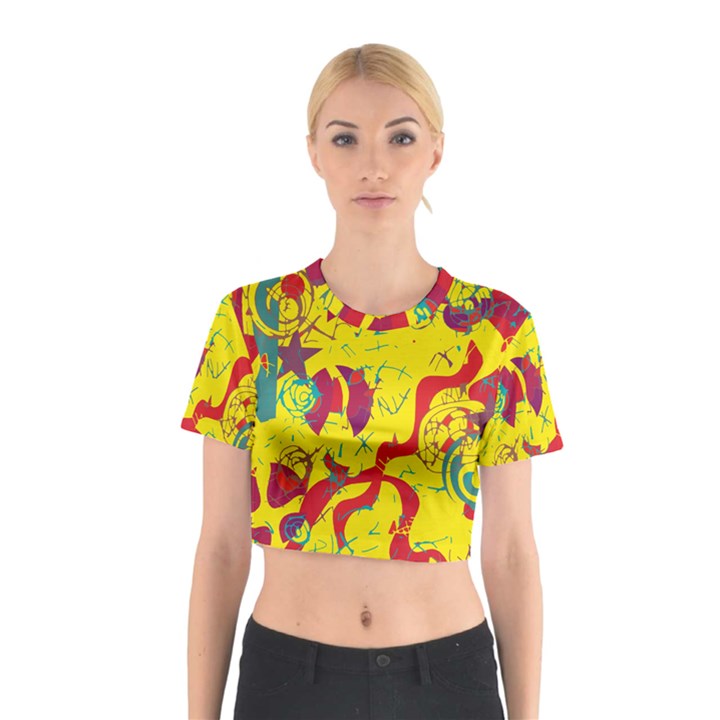 Yellow confusion Cotton Crop Top