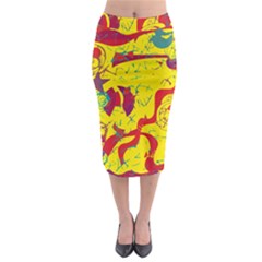 Yellow Confusion Midi Pencil Skirt by Valentinaart