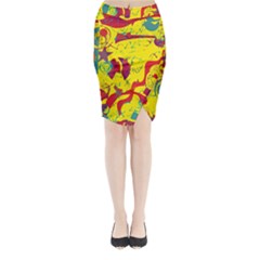 Yellow Confusion Midi Wrap Pencil Skirt by Valentinaart