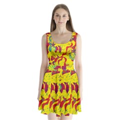 Yellow confusion Split Back Mini Dress 