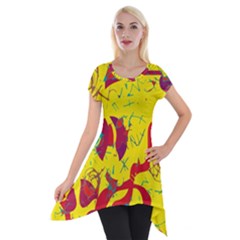 Yellow confusion Short Sleeve Side Drop Tunic