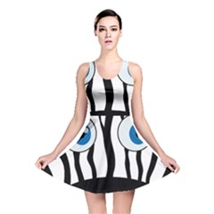 Blue Eye Zebra Reversible Skater Dress by Valentinaart