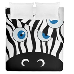 Blue Eye Zebra Duvet Cover Double Side (queen Size) by Valentinaart