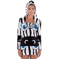 Blue Eye Zebra Women s Long Sleeve Hooded T-shirt