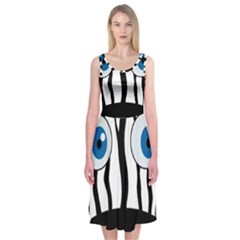 Blue Eye Zebra Midi Sleeveless Dress