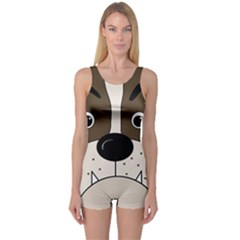 Bulldog Face One Piece Boyleg Swimsuit by Valentinaart