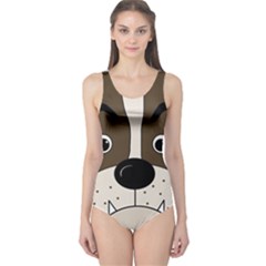 Bulldog Face One Piece Swimsuit by Valentinaart