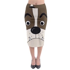 Bulldog Face Midi Pencil Skirt by Valentinaart