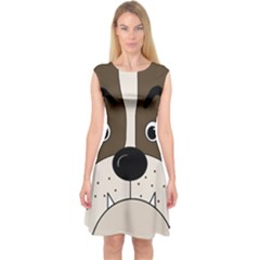 Bulldog Face Capsleeve Midi Dress