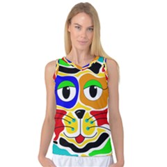 Colorful Cat Women s Basketball Tank Top by Valentinaart