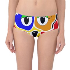 Colorful Cat Mid-waist Bikini Bottoms by Valentinaart