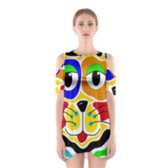 Colorful Cat Cutout Shoulder Dress by Valentinaart